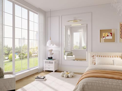 Frameless Bathroom Mirror, 55"x36" Beveled Bathroom Vanity Mirror | 15mm beveled edge, frameless, 5mm HD glass, anti-rust, french cleat, horizontally or vertically, for bathroom/bedroom - size: 55"L x 36"W