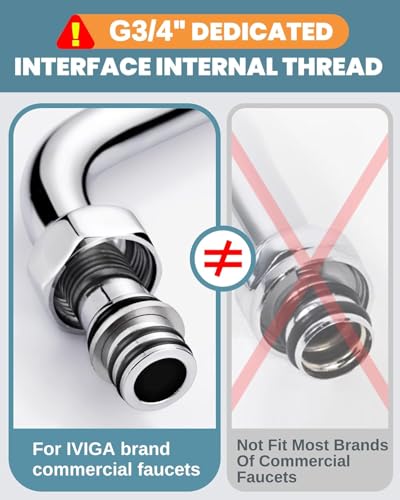 G3/4 Internal Thread 8" Commercial Faucet Swivel Spout Replacement - Chrome Polished Add-on Swing Nozzle for G3/4 Female Thread Commercial Kitchen Sink Faucet (1.8gpm/2.2gpm Aerator) - size: 8 Inch