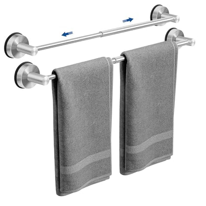 Adjustable Suction Cup Towel Bar for Bathroom Wall, 14.6–24 Inches Brushed Nickel Towel Bar, Stainless Steel Bath Towel Holder, Towel Racks for Bathroom Shower (Brushed Nickel, 2 Pack) - color: Brushed Nickel, 2-pack