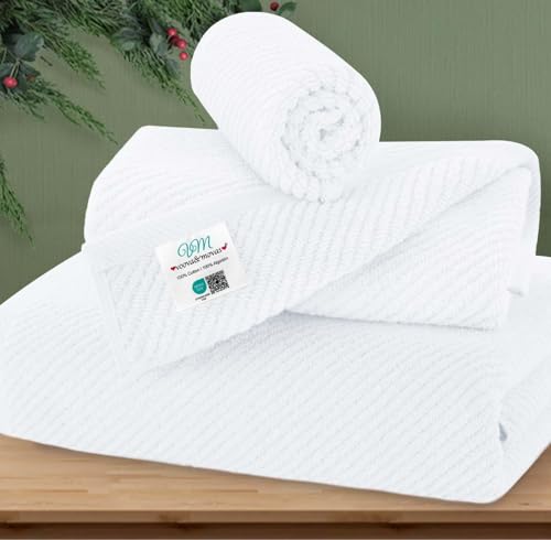 VOOVA & MOVAS White 3PC Towel Set, 100% Cotton | 1 Large Bath 30x56 In, 1 Hand 18x28 In, 1 Wash Cloth 13x13 In, Quick Dry, Soft, Thick, Bathroom Essentials - color: White, size: 3 PC Bathroom Towel Set