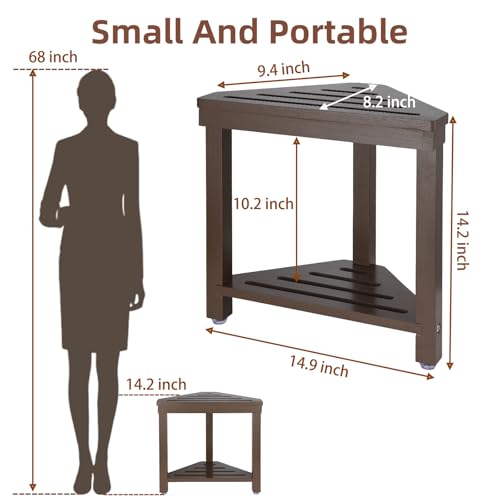 Boulphia Shower Foot Rest 14in, Acacia Wood Shower Stool for Shaving Legs (Walnut) - color: Walnut