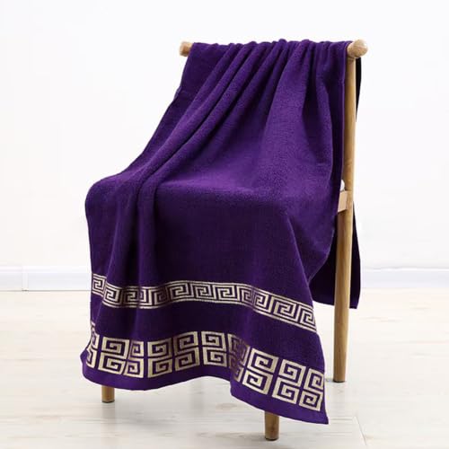Highly Absorbent Embroidered Bath Towel Set of 3, 100% Cotton Bath Towels | 1 Bath Towel 2 Hand Towels, Super Soft and Absorbent Bathroom Towels - color: Purple