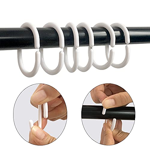 Plastic Shower Curtain Hooks C Shape Shower Curtain Rings for Bathroom Shower Rod Window Curtains Hanger (White, 24pack) - color: White, size: 24pack