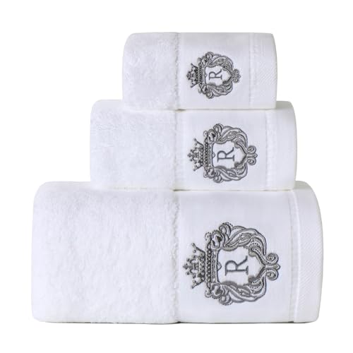 Luxury Bathroom Super Soft and Highly Absorbent Premium 100% Cotton Bath Towel Set for Gifts (White-R) - color: White-r