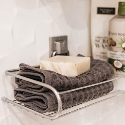 Waffle Washcloths Set, 100% Turkish Cotton (Charcoal) - color: Charcoal, size: Washcloths Set (4 Pieces)