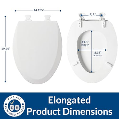 Bemis 1500EC 146 Almond Elongated Molded Wood Toilet Seat with Easy-Clean & Change Hinge - color: Almond, size: Elongated