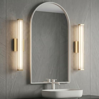 URSOLA 24" Modern LED Bathroom Light Fixtures, Golden 3CCT Dimmable Bathroom Vanity Light Over Mirror, Bathroom Vanity Bath Bar Lights with Double Layer Acrylic Shade - color: Golden, size: 24inch