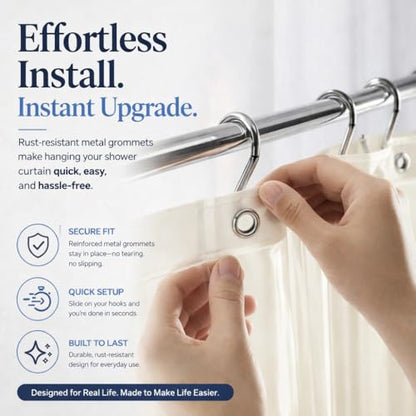 EHZNZIE Cream Shower Curtain Liner 72x72, PEVA Waterproof Bath Curtain, No Chemical Smell, 3 Weighted Magnets, Durable with Rustproof Metal Grommets - color: Cream, size: 72"W x 72"L (Pack of 1)