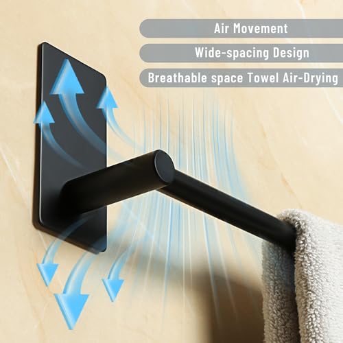 Alise Adhesive Towel Bar 12 Inch Towel Racks for Bathroom SUS 304 Stainless Steel,Bathroom Towel Holder No Drill, Strong Self Adhesive Towel Hanger Wall Mounted,Matte Black - color: Black, size: 12 Inch