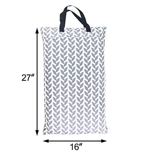 wegreeco Reusable Hanging Wet Dry Cloth Diaper Bag (Grey Leaf) - color: Grey Leaf