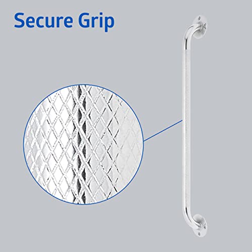 Medline Knurled Chrome 24” Grab Bar for Shower & Bathtub, Independence & Ease of Movement — for Elderly, Handicapped or Seniors, 300 lb. Capacity, 1 Bar - size: 24"