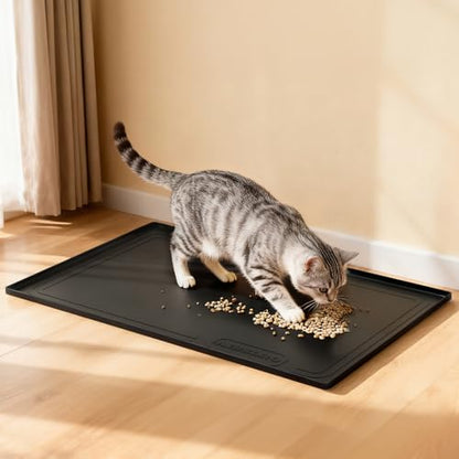 Aisslro Under Sink Mat 25" X 19", Waterproof Silicone Under Sink Mats for Kitchen, Anti-Leak Shelf Liner & Cabinet Protector with Raised Edge, [BPA Free] Bathroom Tray Home Organizer, Black | BPA-Free Raised-Edge Cabinet Protector & Leak Tray for Bathroom
