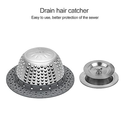 LEKEYE Shower Drain Hair Catcher | Bathtub Stopper/Shower Drain Cover/Drain Protector for Bathtub and Bathroom - color: Grey Silver