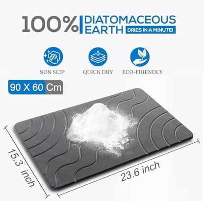 Stone Bath Mat Quick Drying Diatomaceous Earth Bath Mat Non Slip Shower Mat Super Absorbent Stone Bath Mats for Bathroom, Floor, Kitchen Counter, Easy to Clean (23.6” X 15.3”, Dark Gray) - color: Dark Grey