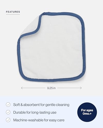 Lalo Baby Washcloths 3-Pack - 100% Organic Cotton, Soft & Absorbent, Gentle on Sensitive Skin, Machine Washable Soft Kids Washcloths - Blueberry - color: Blueberry