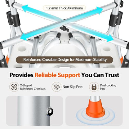 FSA/HSA Heavy Duty Shower Chair for Inside Shower, 500LBS Shower Chair with Arms Back, Padded Bath Seat with U-Shaped Cutout, Anti-Slip Adjustable Bath Stool for Seniors, Handicap, Pregnant, Orange