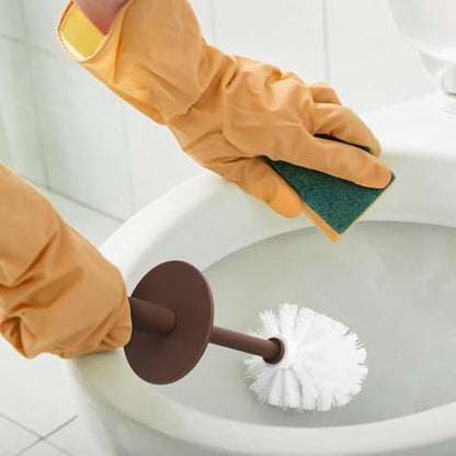 Topsky Toilet Brush,2 Pack Compact Toilet Brush & Holder Set,Plastic Round Barrel Loo Brush with 2 Replacement Toilet Brush Head,Durable for Bathroom Toilet,Brown - color: Brown