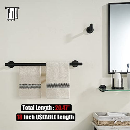 JQK Black Double Towel Bar, 20.5 Inch 304 Stainless Steel Thicken 0.8mm Towel Rack Bathroom, Towel Holder Matte Black Wall Mount, Useable Length 18 Inch, TB100L18-PB - color: Matte Black, size: 20.5 Inch