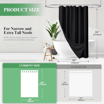Stall 3 in 1 Waffle Shower Curtain Set with Liner 60x84 Black | 60 x 84 inch Long, Waterproof Clear PEVA Liner, 256GSM Heavy Duty Fabric, Hotel Luxury Shower Curtains for Bathroom, 10 Hooks - color: A Black, size: 60"W x 84"L (Pack of 1)