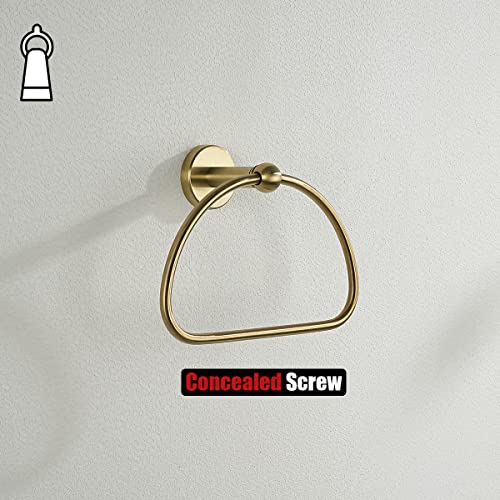 JQK Towel Ring Light Gold, Stainless Steel Half Ring Towel Holder for Bathroom, 7 Inch Brushed Golden Wall Mount, TR160-BG - color: Gold