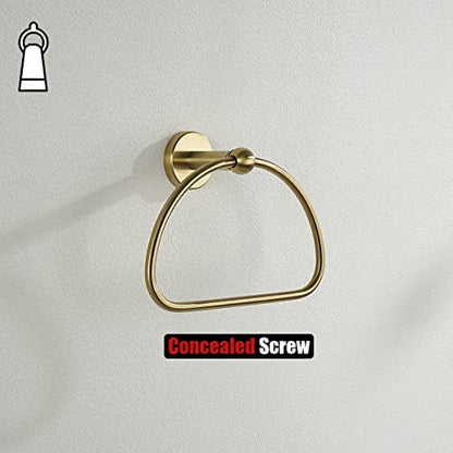 JQK Towel Ring Light Gold, Stainless Steel Half Ring Towel Holder for Bathroom, 7 Inch Brushed Golden Wall Mount, TR160-BG - color: Gold