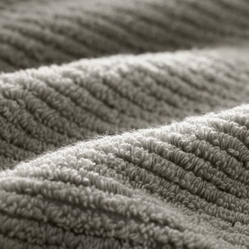 BOLL & BRANCH Turkish Ribbed Washcloth Set, Pewter | Set of 2 - 100% Organic Turkish Cotton - Soft Absorbent Luxury Spa Washcloths, Ribbed Texture - Quick Dry Bathroom Essentials - color: Pewter, style: Turkish Ribbed