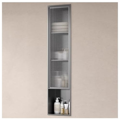Stainless Steel Medicine Cabinet, Recessed Bathroom Niche with Glass Door, Hidden Tampon Storage Holder Wall Niche, Embedded Shower Caddy Organizer Bathroom Insert Shelf - size: Style 1