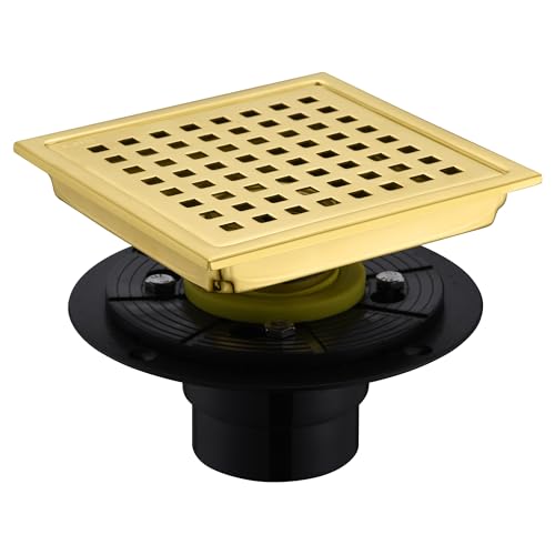 6 in. x 6 in. Stainless Steel Square Shower Floor Drain in Brushed Gold, FD01-6-TG - color: Brushed Gold