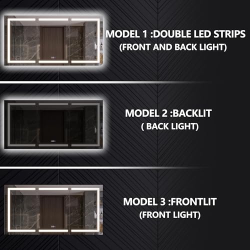 Luxury 72" Wall-Mounted LED Bathroom Medicine Cabinet, Outlets, Anti-Fog | Surface-Mount/Recessed, Double-Sided Mirror Cabinet, 3 Color Temp, DTC Silent-Close Hinges, Adjustable Tempered Glass Shelfs - size: 72"W x 36"H