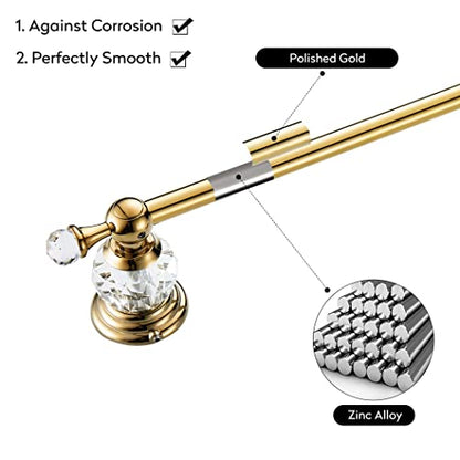 WINCASE Gold Towel Bar, Adjustable Crystal Towel Holder, Golden Finished Bathroom Single Towel Racks Rail Wall Mounted - color: Gold a Towel Bar