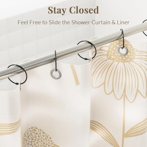 Bathway Shower Curtain Rings, Bathway Shower Curtain Hooks, Black Shower Curtain Rings Rust Proof, Anti-Drop Shower Rings for Curtain, Shower Hooks for Shower Curtain Rod Bathroom Curtain Rings - color: Black, style: Classic Round