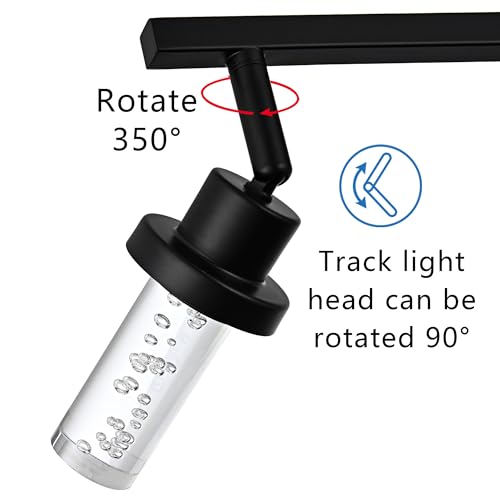 MELUCEE 2 Lights LED Tracking Light Ceiling Rotatable Spotlight Black | Kitchen Ceiling Light Fixtures Bathroom Vanity Lights Wall Mounted with Clear Glass, Built-In LED Chips, 5-Color Temperature - color: Black, size: 2 Lights