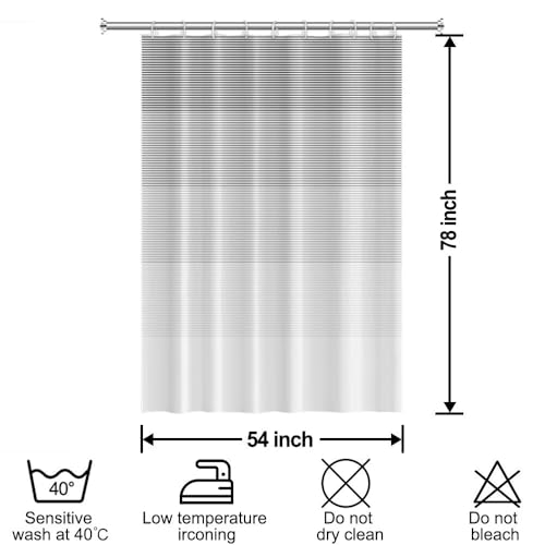 Boho White Gray Striped Long Stall RV Shower Curtain 54" Wx78 L | Black Bohemian Geometric, Polyester Waterproof, Machine Washable, Bathroom Small Curtain, Easy to Install with 10 Hooks - color: Grey, size: 54"W x 78"L (Pack of 1)