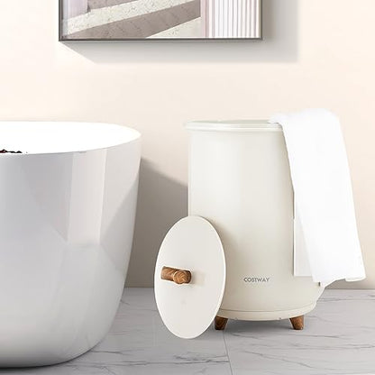 COSTWAY Bucket Style Towel Warmer, 23L Towel Warmer with 4 Heating Time & 3 Heating Temperature, Overheat Protection System, Fragrant Disc Holder, Towel Warmer for Bathroom, Hot Tub, Spa (Light Grey) - color: Light Grey