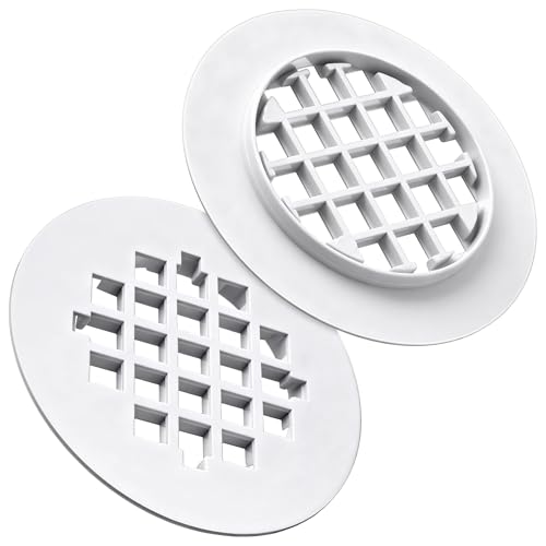 2 Pack 4-1/4 Snap in Shower Drain Cove White,PVC Plastic | Round Strainer Drain Grid, Bathroom Shower Grate Cap Replacement for Hair Catcher - color: White