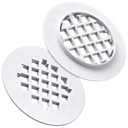 2 Pack 4-1/4 Snap in Shower Drain Cove White,PVC Plastic | Round Strainer Drain Grid, Bathroom Shower Grate Cap Replacement for Hair Catcher - color: White