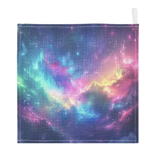 YETTASBIN Galaxy Muslin Baby Hand Washcloths, Soft Cotton Bath Face Towel, 4 Layers Extra Absorbent Feeding Burp Cloth for Newborn Infant, 5 Pack - size: 12 Inch x 5 Pack