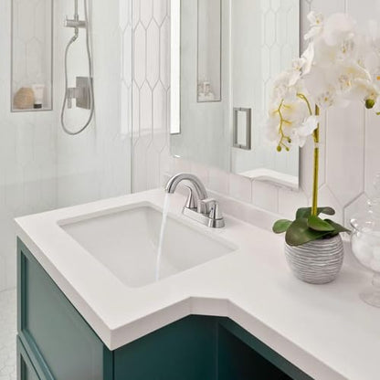 Brushed Nickel Bathroom Sink Faucet, 4 Inch Centerset Bathroom Faucet | ALEASHA 2 Handles Vanity Faucet with Pop Up Drain Stopper, RV Lavatory Vanity Faucets with Aesthetic Appeal - color: Brushed Nickel