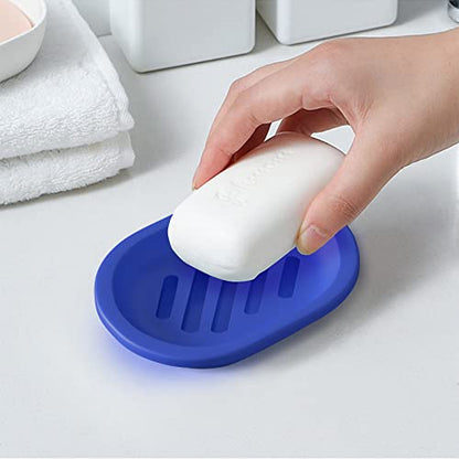 Topsky 2 Pcs Soap Dish Soap Holder for Shower, Soap Dishes Soap Savers for Bar Soap, Soap Bar Holder Shower with Drip Tray, Plastic Double Layer Draining Soap Box for Bathroom Kitchen - Blue - color: Dark Blue