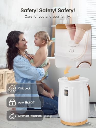 Upgrade 20L Towel Warmer for Bathroom, with Customized Fragrance, Timer Function, for Spa and Bathroom, Luxury Counter Towel Warmer Bucket, Fits 2 Large Blankets, Auto Shut Off, Bathrobe, PJs, White