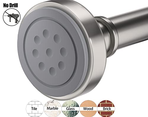 Brushed Nickel Tension Shower Curtain Rod – Adjustable 18-39 Inches, Fits 20-38 Inch Spaces, No Drill Rust Resistant Spring Rod for Bathroom, Kitchen, Bedroom, Balcony - color: Brushed Nickel, size: 18-39 inch without hooks