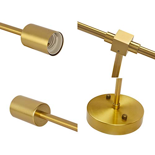 Brushed Brass Wall Sconce 2 Lights Bathroom Vanity Modern Industrial Wall Lamp Wall Mount Lighting Fixture（Gold Color）
