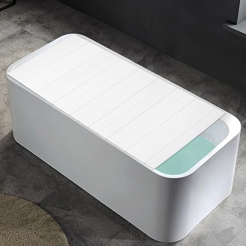 71x32in Bath Lid Cover Bathtub Tray, Foldable Bathtub Cover Bath Insulation Cover, PVC Dustproof Shutter Bath Lid fit Most Tubs, Can Hold Wine Glass, Books, Tablets, Cellphones - color: White, size: 71x31.5in