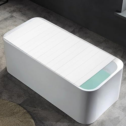 71x32in Bath Lid Cover Bathtub Tray, Foldable Bathtub Cover Bath Insulation Cover, PVC Dustproof Shutter Bath Lid fit Most Tubs, Can Hold Wine Glass, Books, Tablets, Cellphones - color: White, size: 71x31.5in