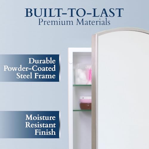20x30 Harper Crescent Metal Framed Rectangle Recessed Bathroom Medicine Cabinet, Arced Mirror, 18x28 in-Wall Opening, Adjustable Glass Shelves, Magnet Close, Chrome - color: Chrome, size: 20x30