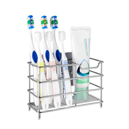 Linkidea Stainless Steel Toothbrush Holder Stand for Shower, Bathroom, Wall Mount/Countertop 7 Slot Organizer for Manual Toothbrush, Compatible with Colgate Extra Clean, Oral-B CrossAction - size: Medium