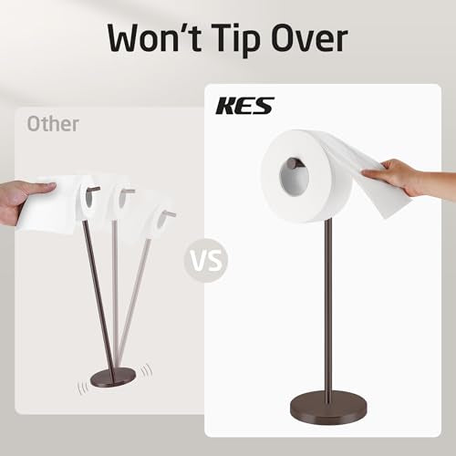 KES Bronze Toilet Paper Holder Stand, 26" H Free Standing, Heavy Base | 304 Stainless Steel, Cement-Filled Base, Anti-Slip Pad, Fits All Roll Sizes, 1-Min Assembly, No Drill - color: Bronze, size: 26" H