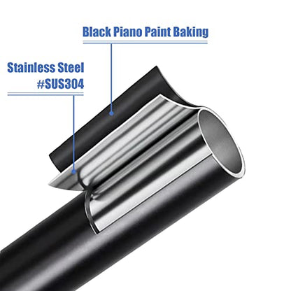 Black Stainless Steel L Shaped 50" Shower Curtain Rod - No Drill Adhesive - color: Black, size: 50"x50"