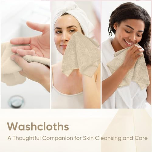 HOMEXCEL Washcloths 12PK, Ultra Soft&Highly Absorbent Face Towels, 12X12 in | Multi-Purpose Towels, Microfiber Wash Cloths for Bathroom, Hotel, Spa, Gym, and Kitchen, Machine Washable, Brown - color: Brown