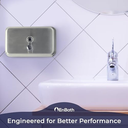 Horizontal Commercial Soap Dispenser Wall Mount, 304 Stainless Steel & Solid Brass Pump Core, Hand Soap Dispenser with Corrosion-Proof Lining for Bathrooms & Kitchens, 37oz/1100ml ADA Compliant - style: Horizontal